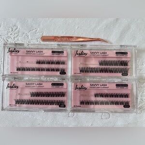 MOXIELASH Lashies GLUELESS Nano-Grip Clusters - SAVVY LASH 4 Boxes + Applicator